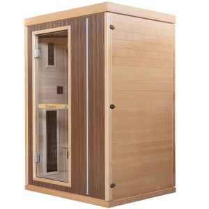 Dewello Infrarotkabine Melville für 2 Personen, Hemlock & Walnuss, mit Glastür.