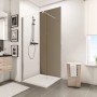 Schulte ExpressPlus Duschrückwand DecoDesign Aluminium Taupe, 210x90cm im Badezimmer.