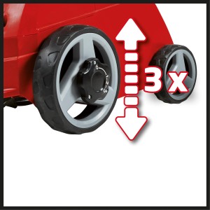 Einhell Elektro-Vertikutierer GC-ES 1231/1: Detailaufnahme der 3-stufigen Arbeitstiefeneinstellung.