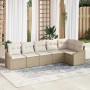 Beiges 6-teiliges Garten-Sofa-Set aus Poly Rattan von vidaXL. Modulares Lounge Set mit Kissen für Terrasse und Garten.