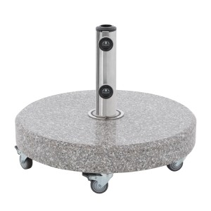 Doppler Expert Click-It Granitsockel 50 kg mit Rollen und Edelstahlrohr für Sonnenschirme.