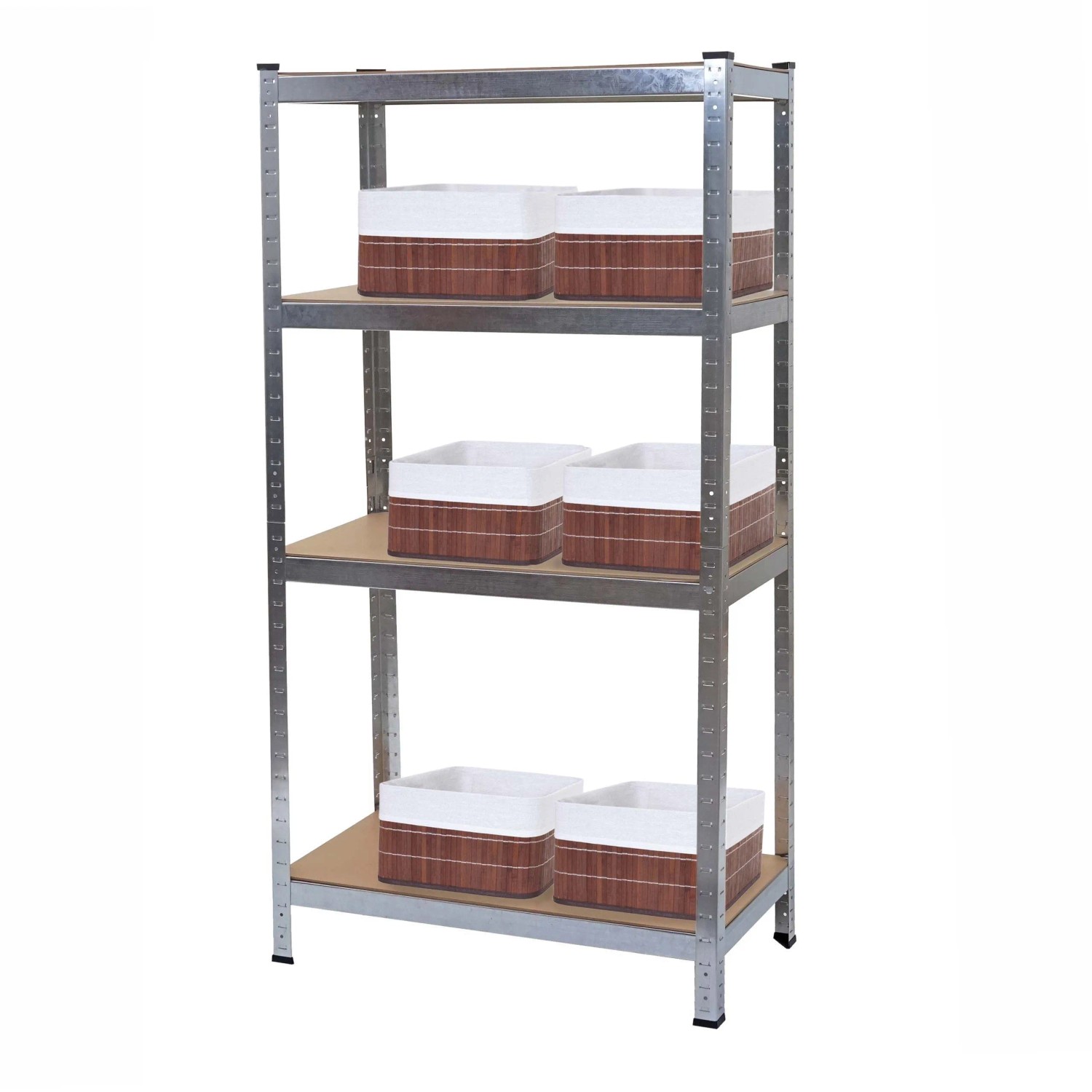 Mcw Schwerlastregal D67 160x80x40cm Traglast Bis 320kg Mit 6x Aufbewahrungskorb Verzinkt