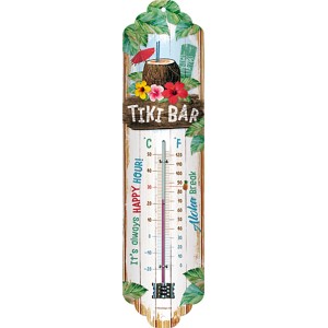 Nostalgic-Art Thermometer "Tiki Bar" aus Metall, Retro-Design für Wandmontage, 28x6,5cm.