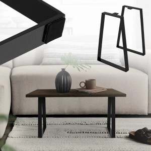 ML-Design Tischbeine, 2er Set, schwarz, Trapezform, Stahl für Esstisch oder DIY Tischprojekte.