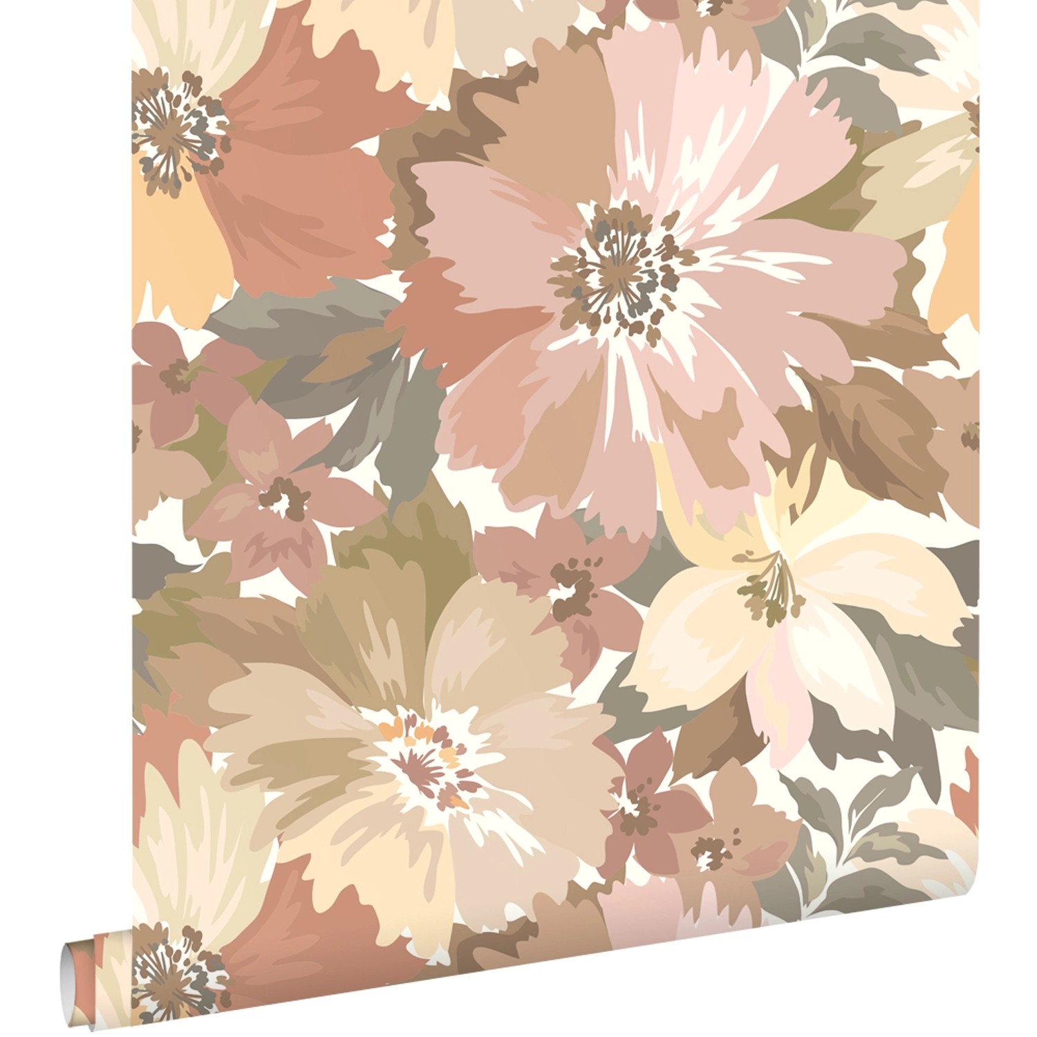 ESTAhome Tapete Blumen Terrakotta und Terrakottarosa 50 x 900 cm günstig online kaufen