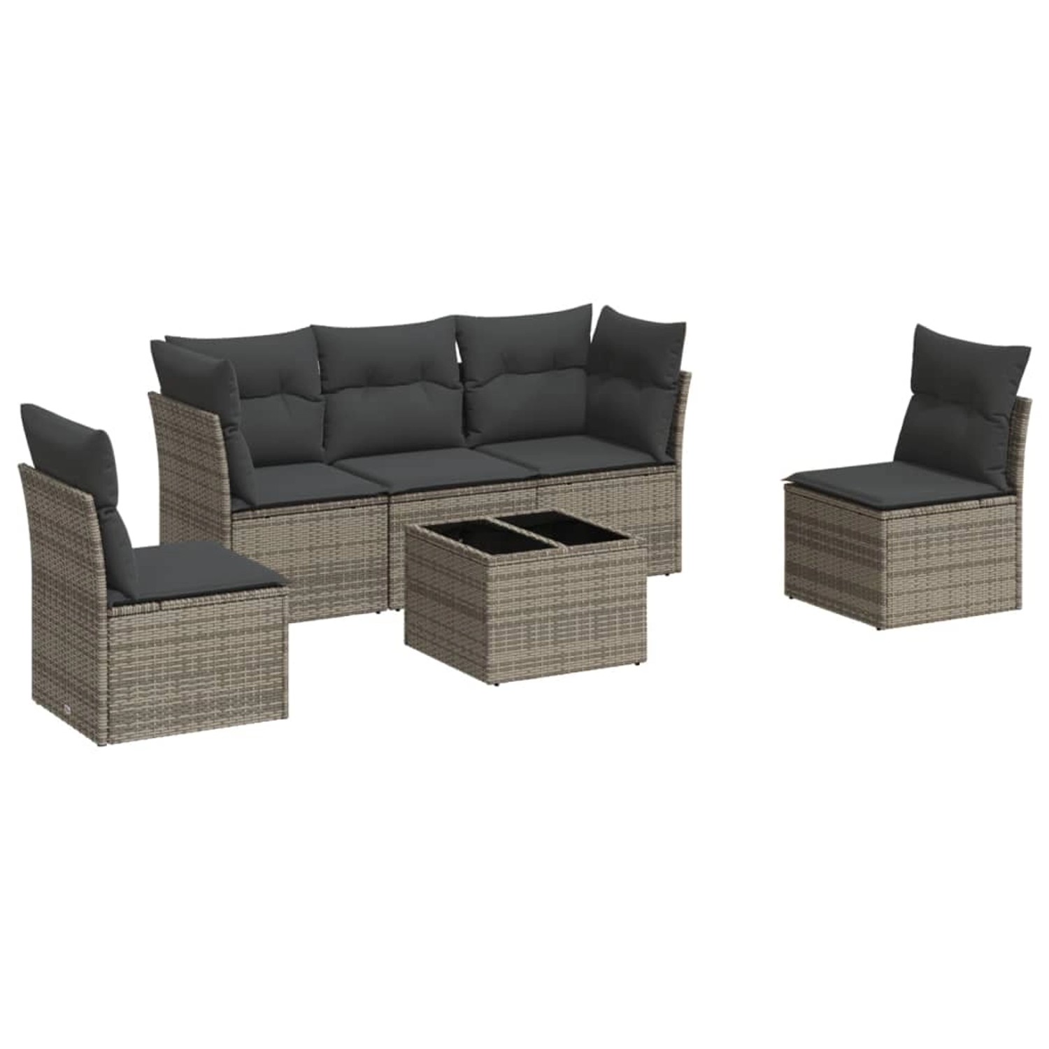 vidaXL 6-Tlg Garten-Sofagarnitur mit Kissen Grau Poly Rattan 3217360 günstig online kaufen