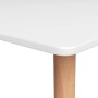 Detailansicht: Weißer vidaXL Bartisch mit Holzoptik-Bein. Tisch für Küche oder Essbereich.