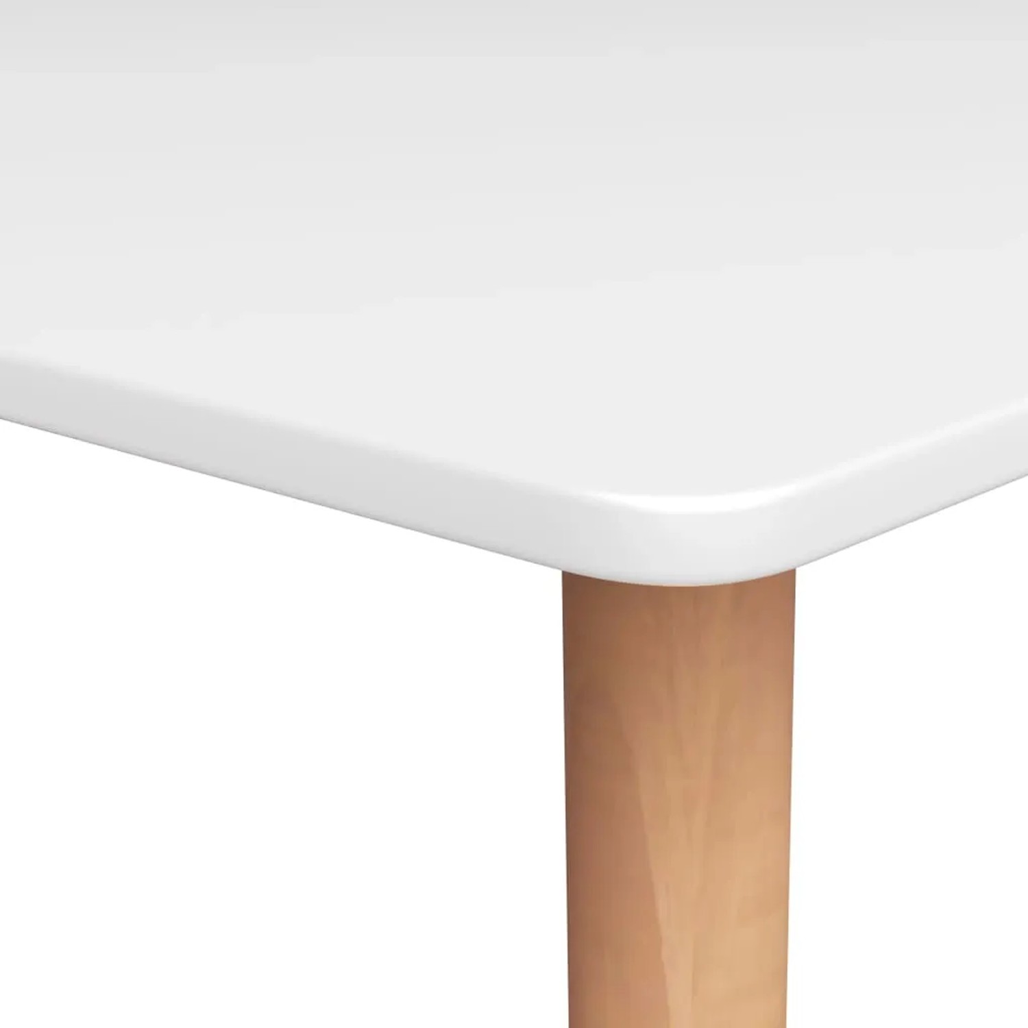 Detailansicht: Weißer vidaXL Bartisch mit Holzoptik-Bein. Tisch für Küche oder Essbereich.