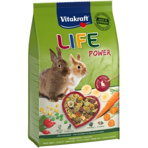 Vitakraft Kaninchenfutter Life Power 1,8kg: Alleinfutter mit Karotten und Bananen für Zwergkaninchen.