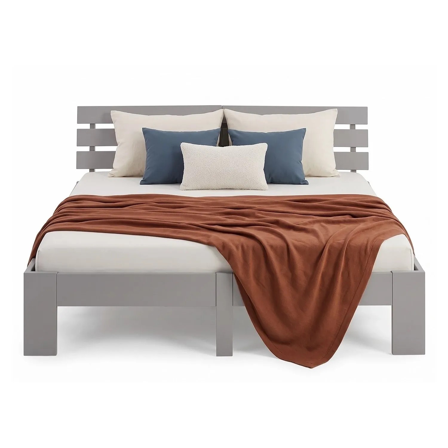Homestyle4u Holzbett 140 x 200 cm mit Lattenrost und Matratze Grau kaufen bei OBI