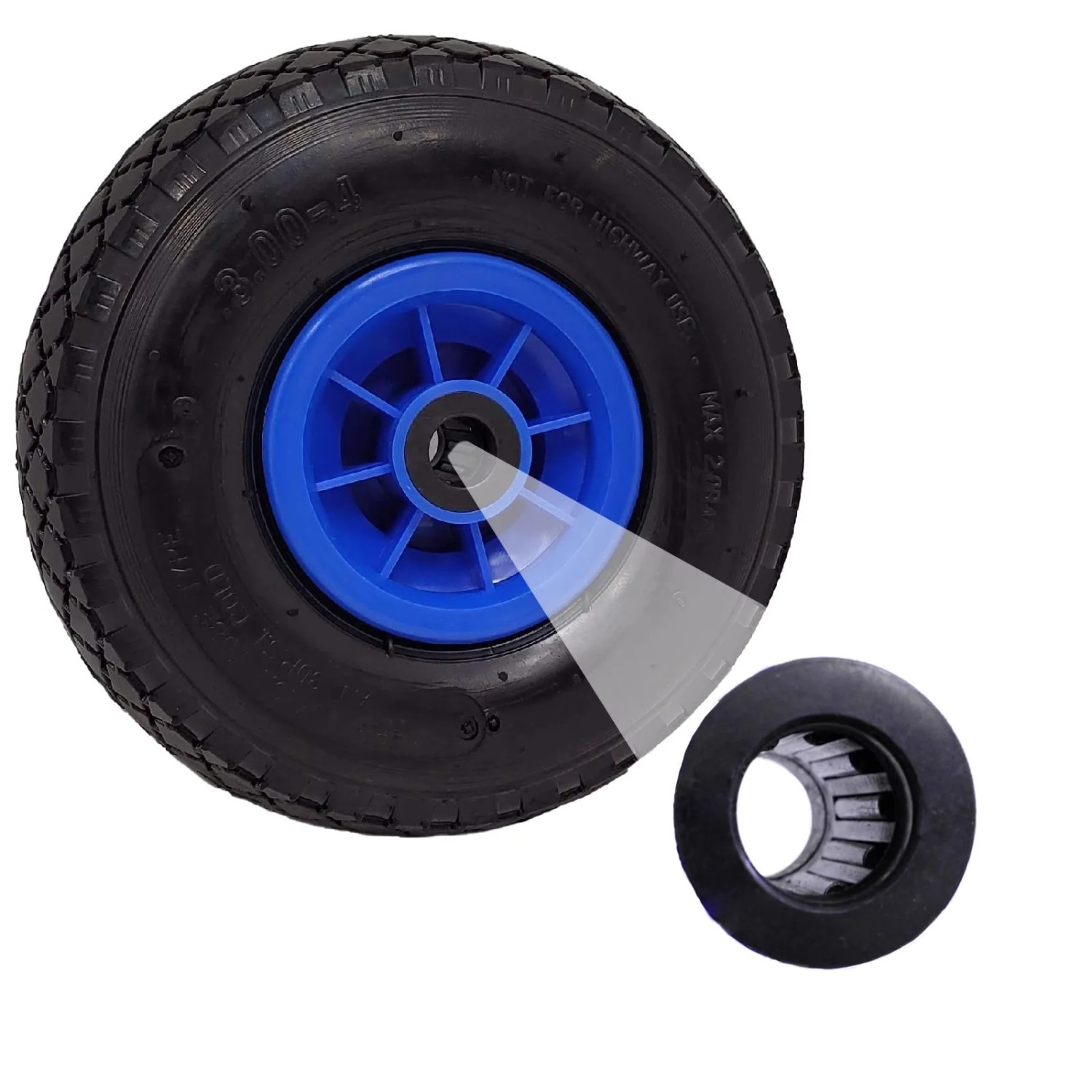 TRUTZHOLM Sackkarrenrad Luftrad 260x85mm 3.00-4 Achlänge 75mm 4PR Nadellager Blau