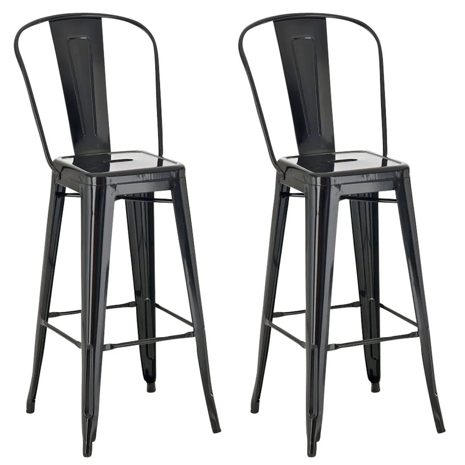 DELUKE 2er Set Barhocker CHENNA Metall Schwarz 44x52x115cm Barstuhl Mit Lehne Tresenhocker Tresenstuhl