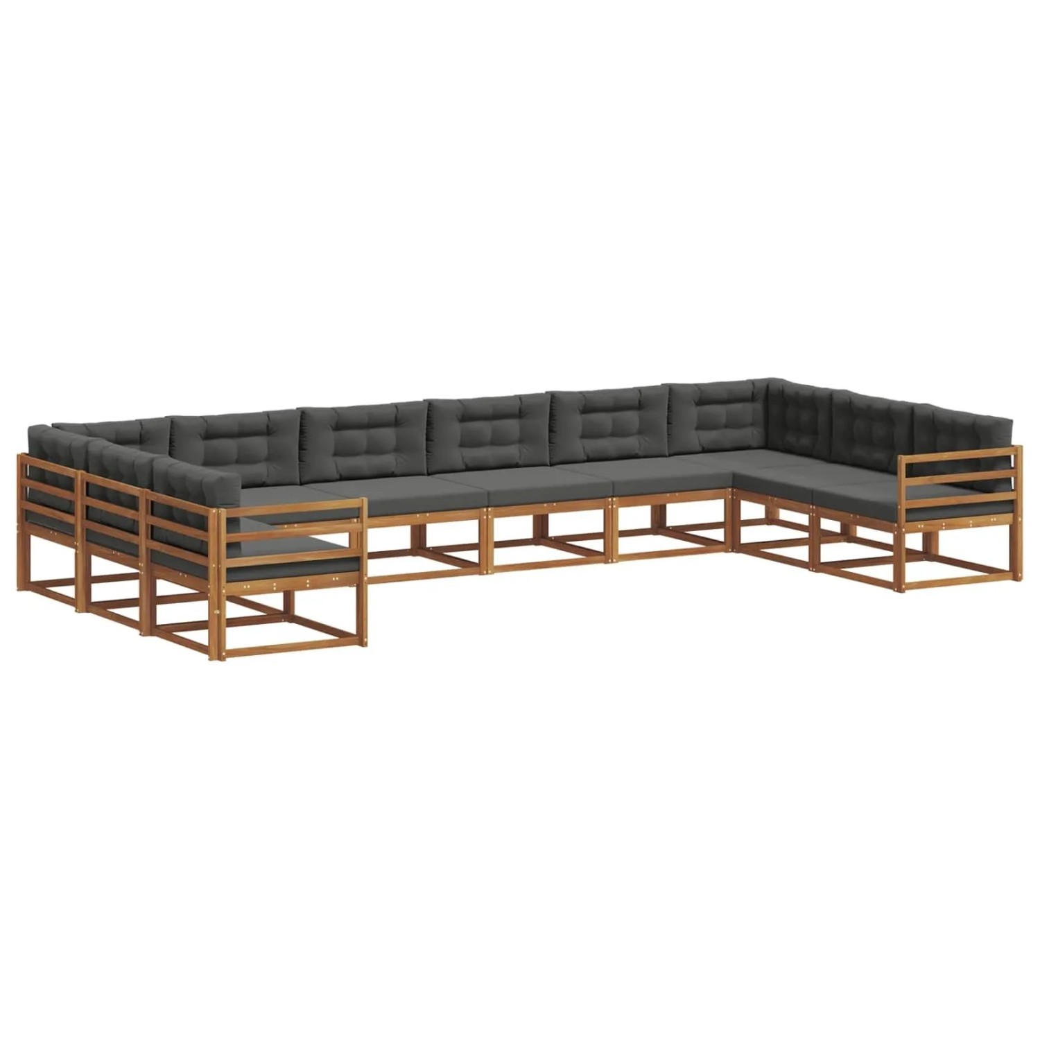 vidaXL Outdoor-Sofagarnitur mit Kissen 10-Tlg Natur und Anthrazit 3368225