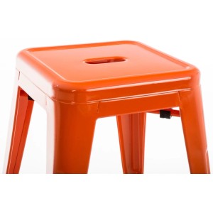 Oranger CLP Hocker Armin aus Metall, quadratische Sitzfläche mit Griffloch. Robust & stapelbar, Industrial-Look.