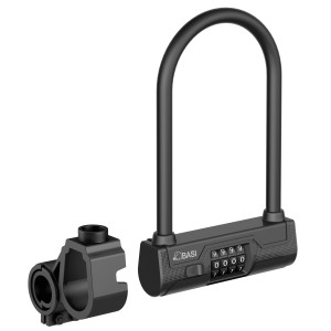 Schwarzes Basi Bügelschloss ZR 317 mit Halterung und 4-stelligem Zahlencode für Fahrräder.