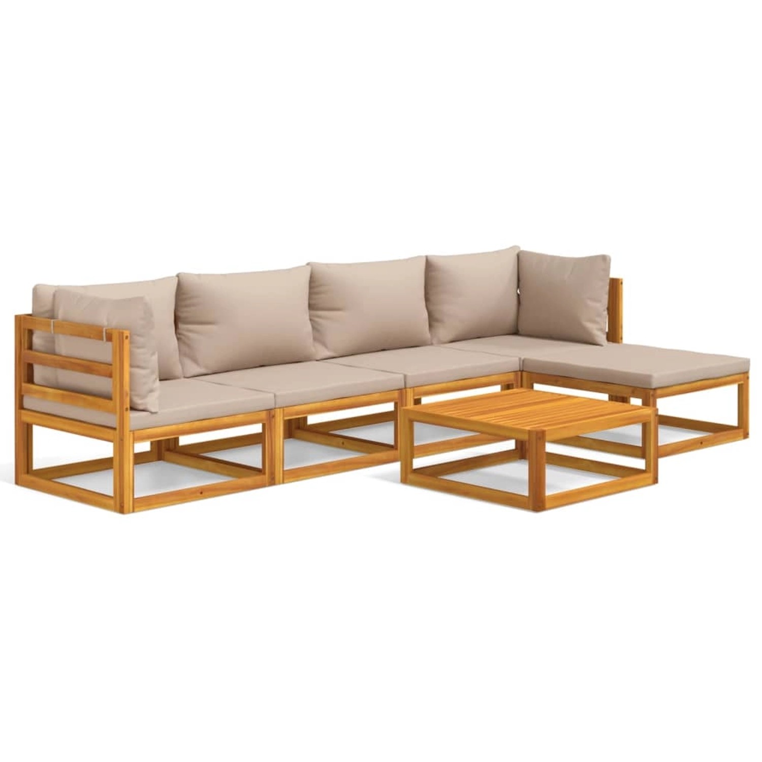 Vidaxl 6-tlg. Garten-lounge-set Mit Taupe Kissen Massivholz günstig online kaufen