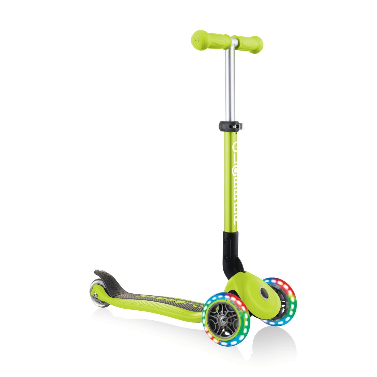 Globber Junior Foldable Lights Tretroller 120/80 mm ABEC 5 3-Rädrig LED-Leuchtrollen Lime Grün