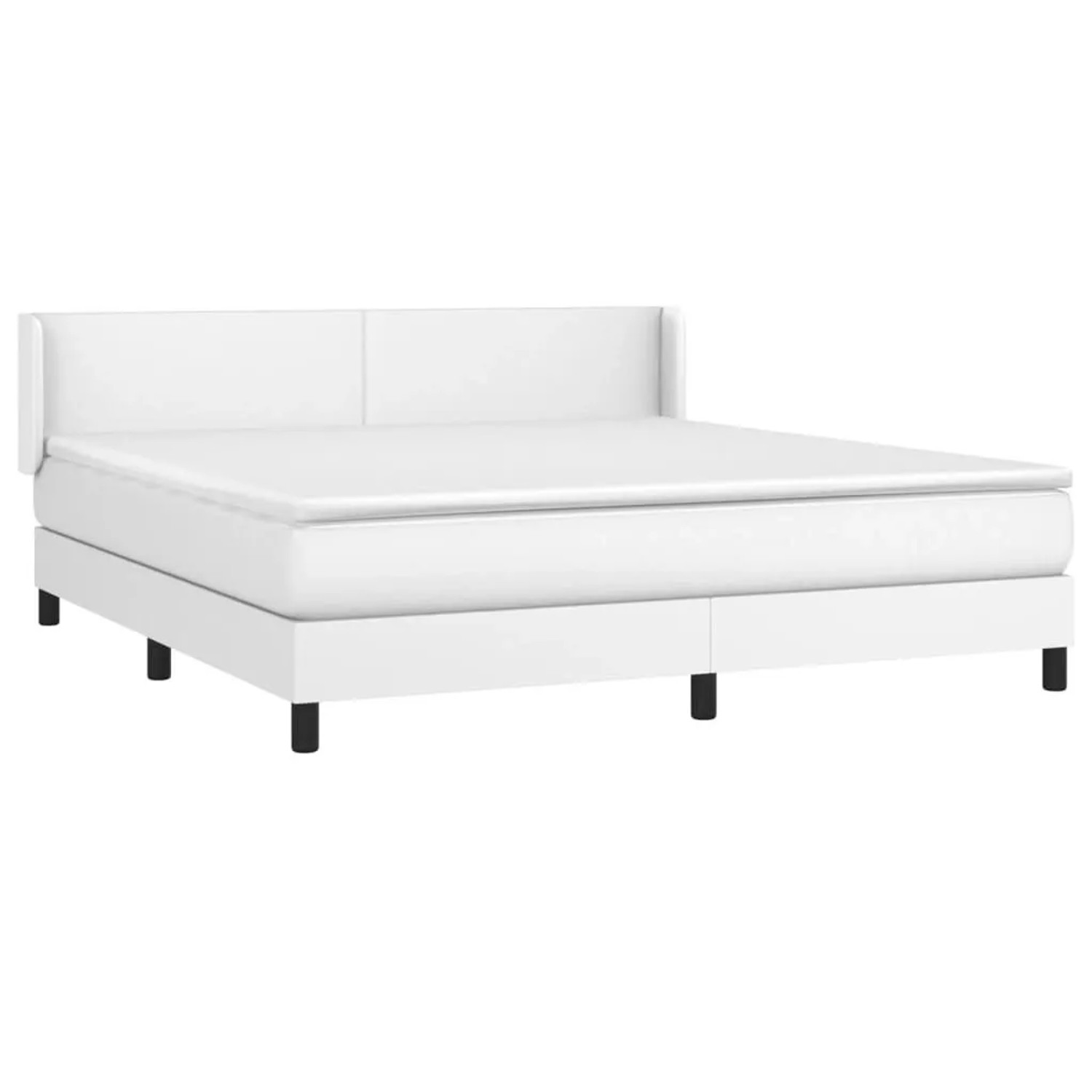 vidaXL Boxspringbett mit Matratze Weiß 160x200 cm Kunstleder 3130668 günstig online kaufen