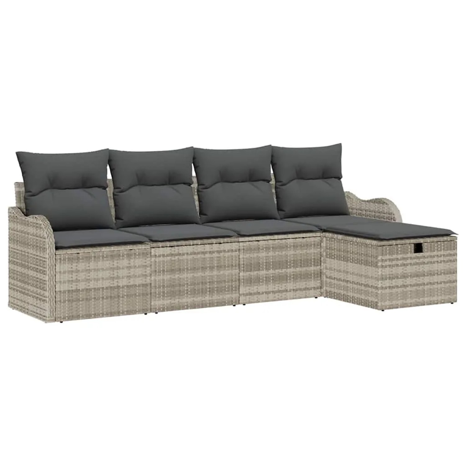 Thumbnail - vidaXL Garten-Sofa-Set mit Kissen 5-Tlg Hellgrau Poly Rattan 3358961
