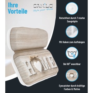 SANILO Badewannenkissen Home mit Holz-Optik und Herz-Motiv für entspannende Bademomente.