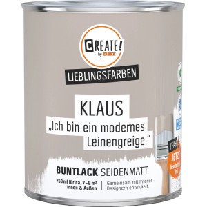 CREATE! by OBI Buntlack Lieblingsfarbe Klaus Leinengreige Seidenmatt 0,75 l