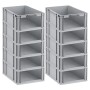 Zwei graue PROREGAL Euroboxen NextGen Store, 44 Liter, mit offener Front, gestapelt.