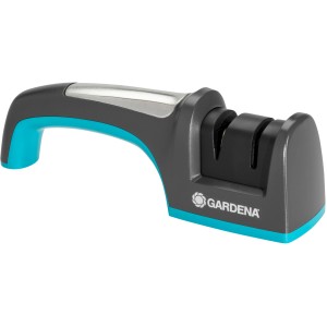 Gardena Schleifgerät für Messer und Äxte, grau/türkis, mit ergonomischem Griff.