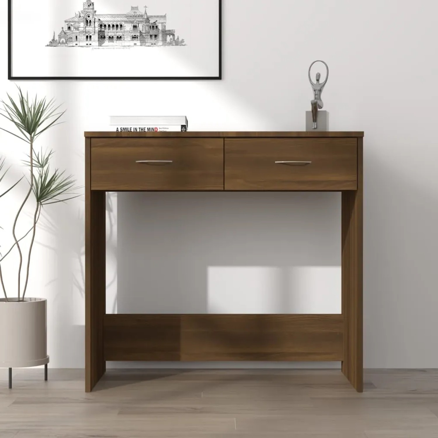 vidaXL Schreibtisch Braun Eichen-Optik 80x40x75 cm Holzwerkstoff 815476_2