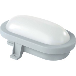 Graue REV LED-Ovalleuchte mit Sensor für Keller und Außenbereiche.