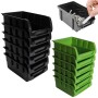 TRUTZHOLM Stapelboxen Set: Werkzeugschrank mit schwarzen und grünen Schütten.