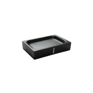 Schwarze Bagnoxx Seifenschale mit Dekosteinen für Bad und Küche.
