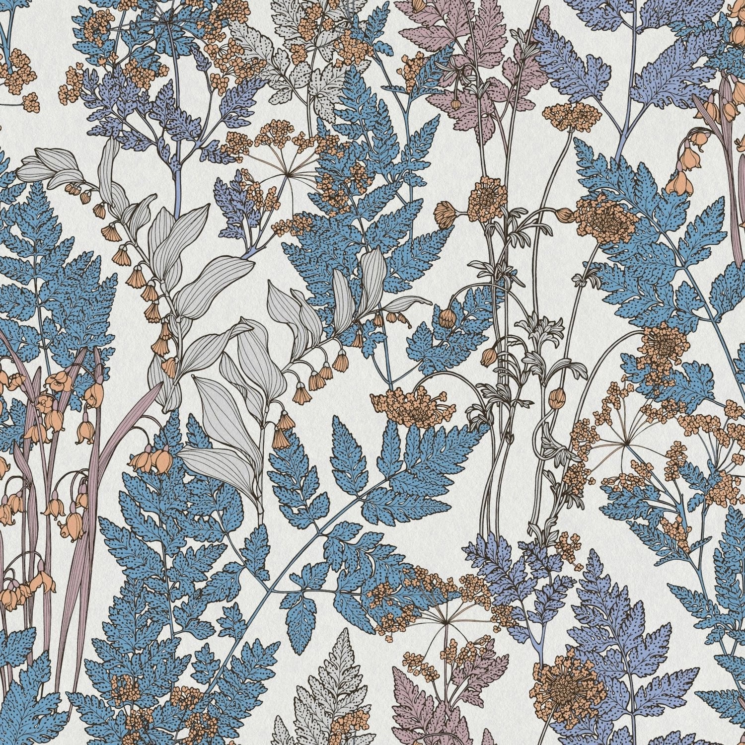 PROFHOME 377517-GU Blumen Tapete Floral Matt Blau Creme Beige 0,53 m x 10,0 günstig online kaufen