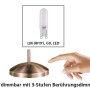 Paul Neuhaus LED-Tischleuchte Pino in Altmessing mit Touchdimmer und G9 LED Leuchtmittel.