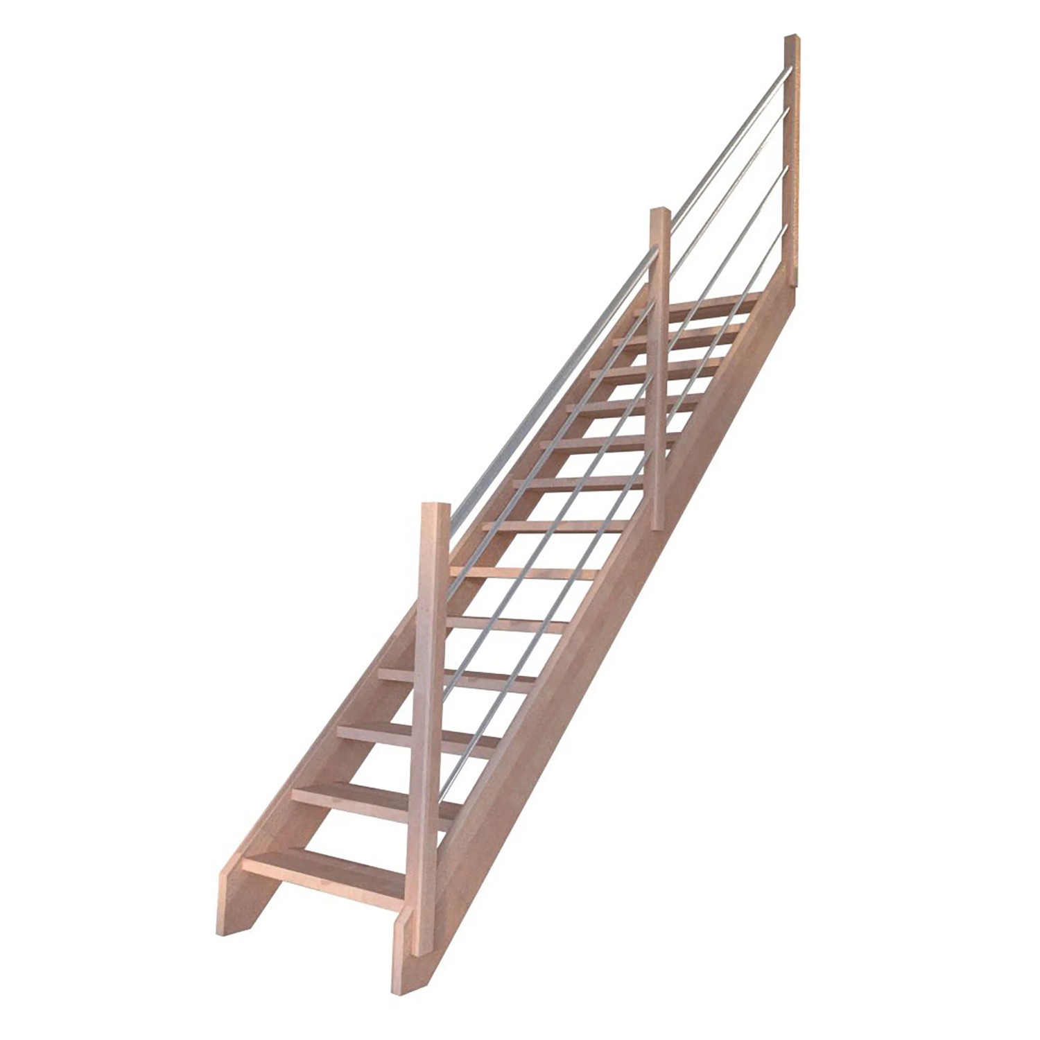 Treppe Mykonos Pro Buche Gerade 80 cm Holz-Edelstahl-Geländer R FSC® günstig online kaufen