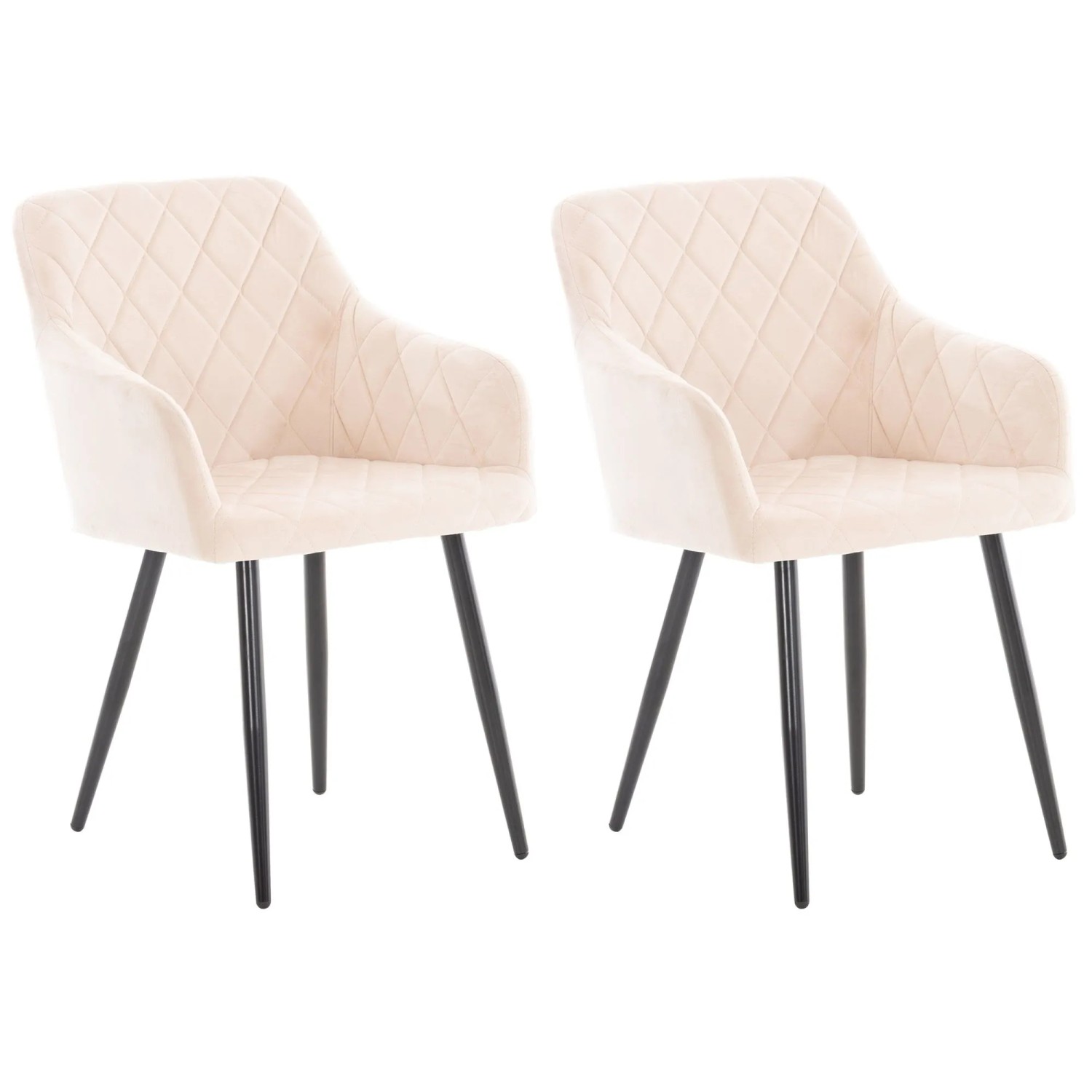 DELUKE 2er Set Esszimmerstuhl LISAN Samt Beige 47x44x84cm Essstühle Esszimmerstühle Küchenstühle Wohnzimmerstühle