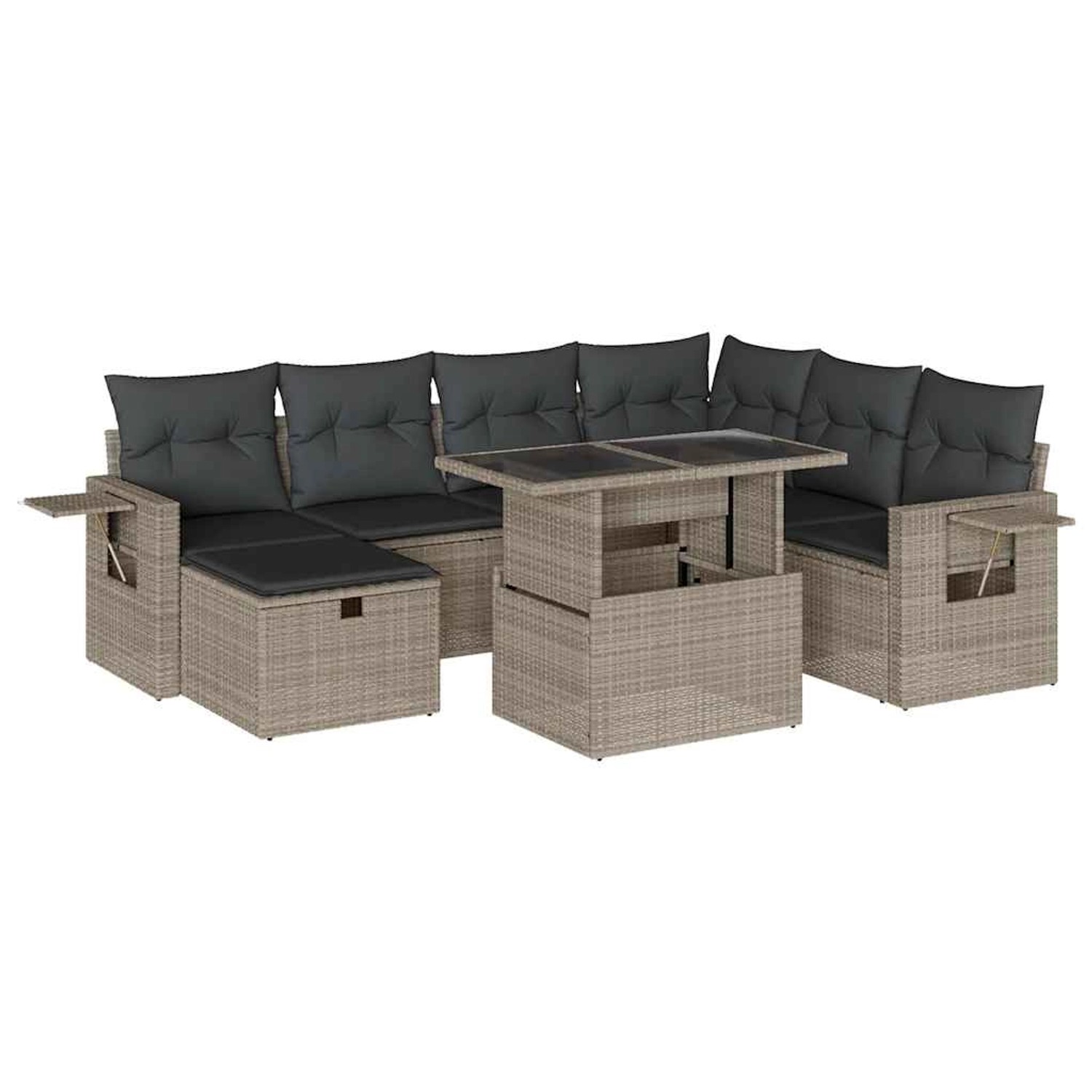 vidaXL 8-Tlg Garten-Sofagarnitur mit Kissen Hellgrau Poly Rattan 3275002 günstig online kaufen