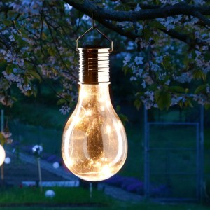 Marelida LED Solar Glühbirne Hängend Dekoleuchte Garten Terrasse Balkon Transparent