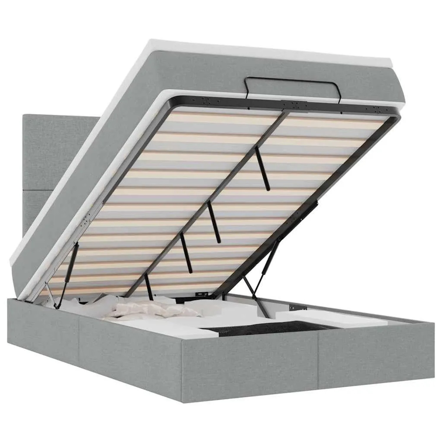 vidaXL Ottoman-Bett mit Matratze Hellgrau 120x200 cm Stoff 3313064