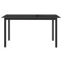 Schwarzer vidaXL Gartentisch (150x90 cm) aus Aluminium und Glas.