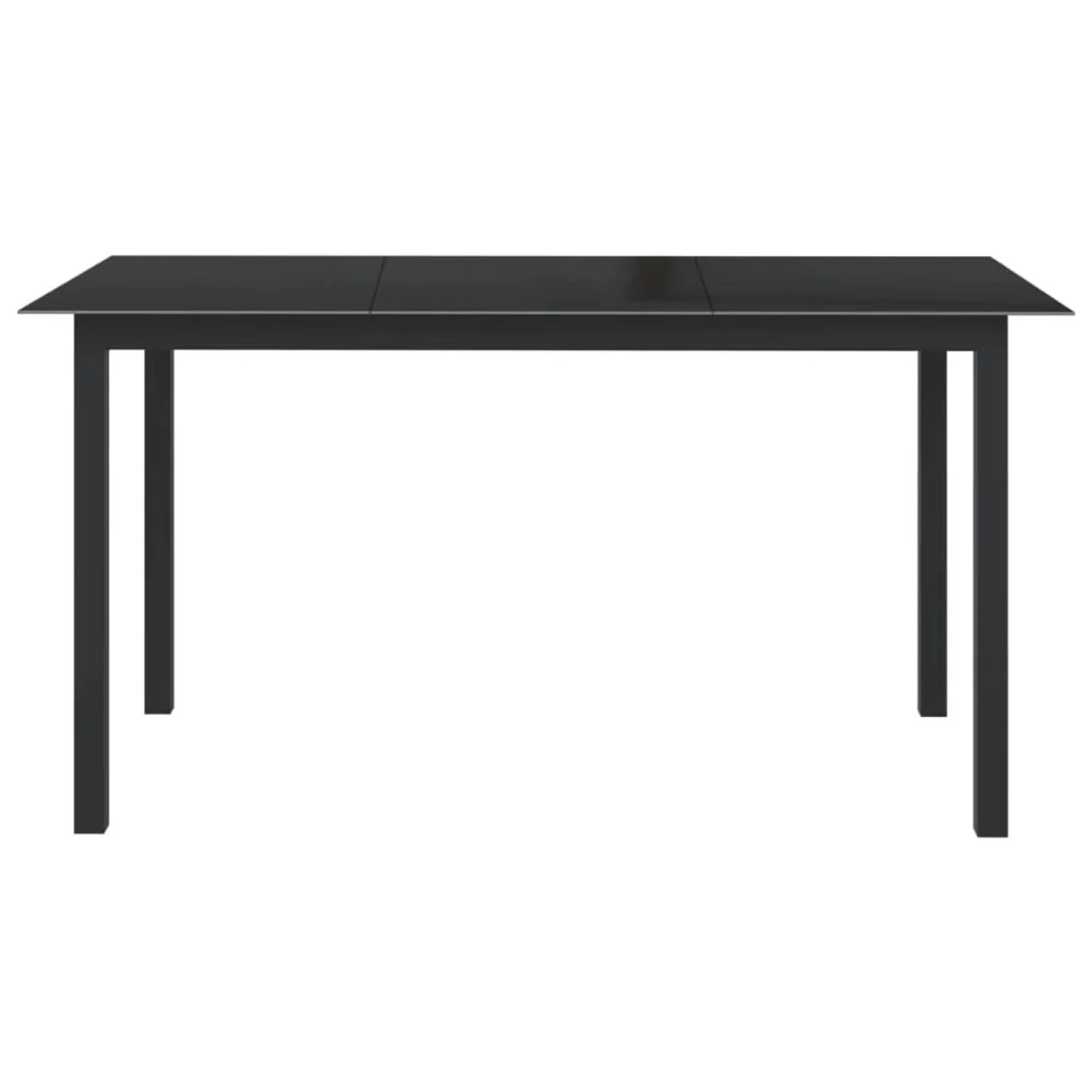 Schwarzer vidaXL Gartentisch (150x90 cm) aus Aluminium und Glas.