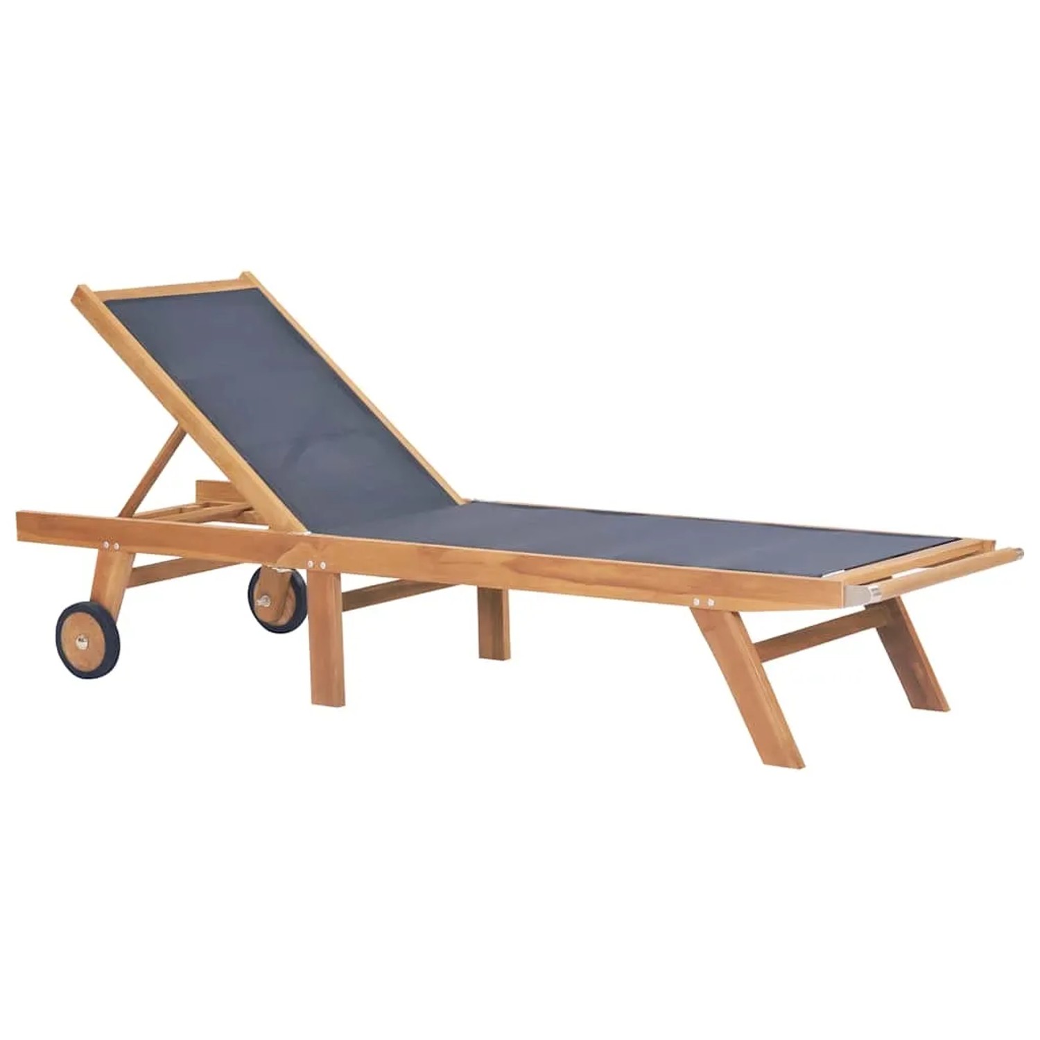 vidaXL Sonnenliege Klappbar mit Rädern Teak Massivholz und Textilene 44668