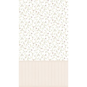 A.S. Création Vliestapete Wallpanel mit Blümchenmuster in Creme und Holzpaneel-Optik.