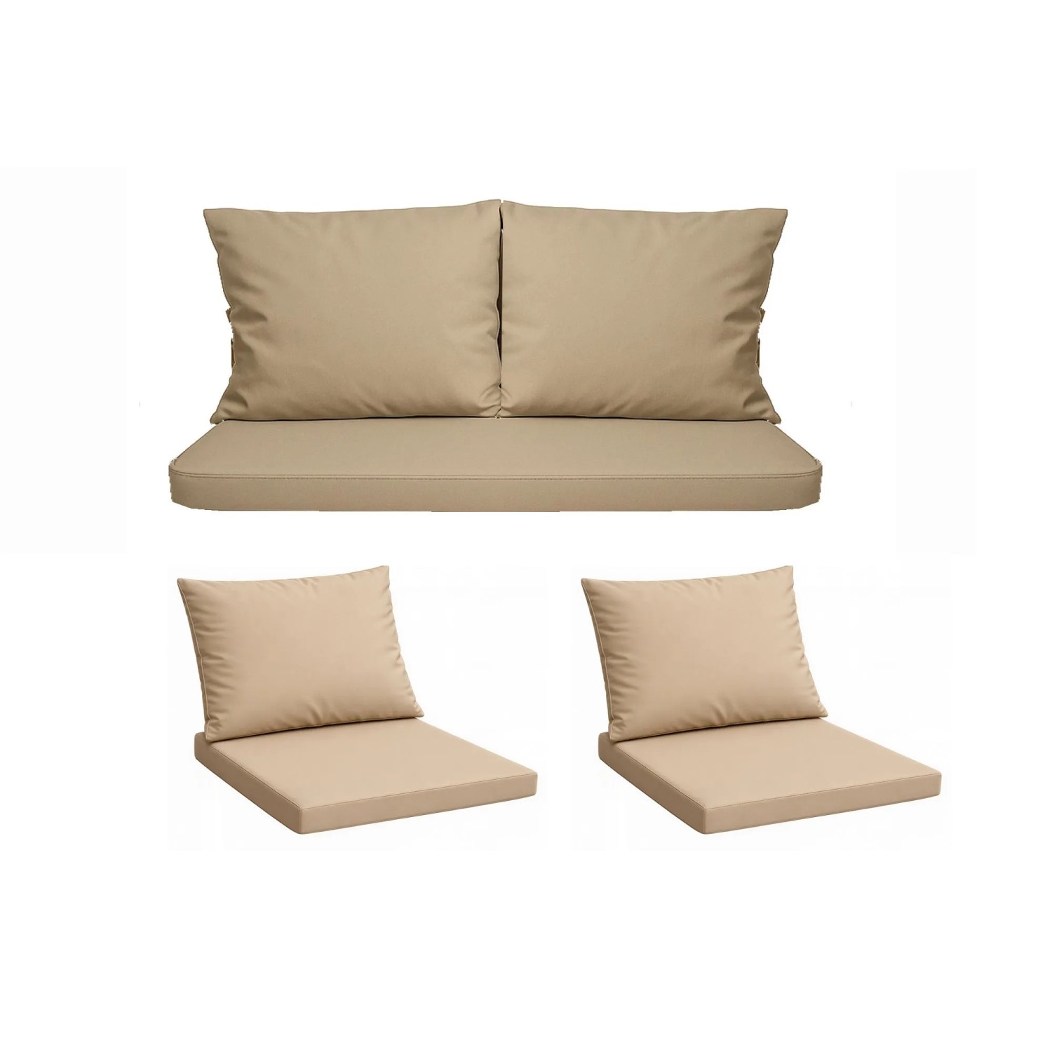 Setgarden Komfort Set Gartenloungekissen aus Technorattan-Möbel Kissen für Sofa 120x50 cm + Sessel 1tlg Beige