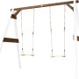 Axi 4-in-1 SportsFun Schaukelgestell, weiß und braun, mit zwei Schaukelsitzen aus Holz.