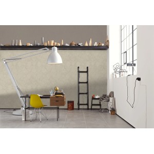 A.S. Création Vliestapete Secret Garden Uni Taupe im modernen Arbeitszimmer.