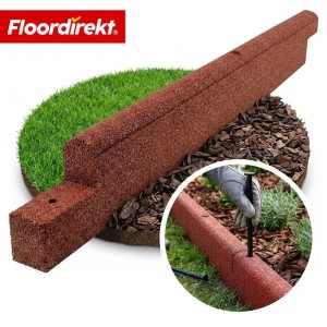 Floordirekt Gummi Randstein Rasenkante Beeteinfassung Fallschutzmatte 12,7 x 122 cm Rot