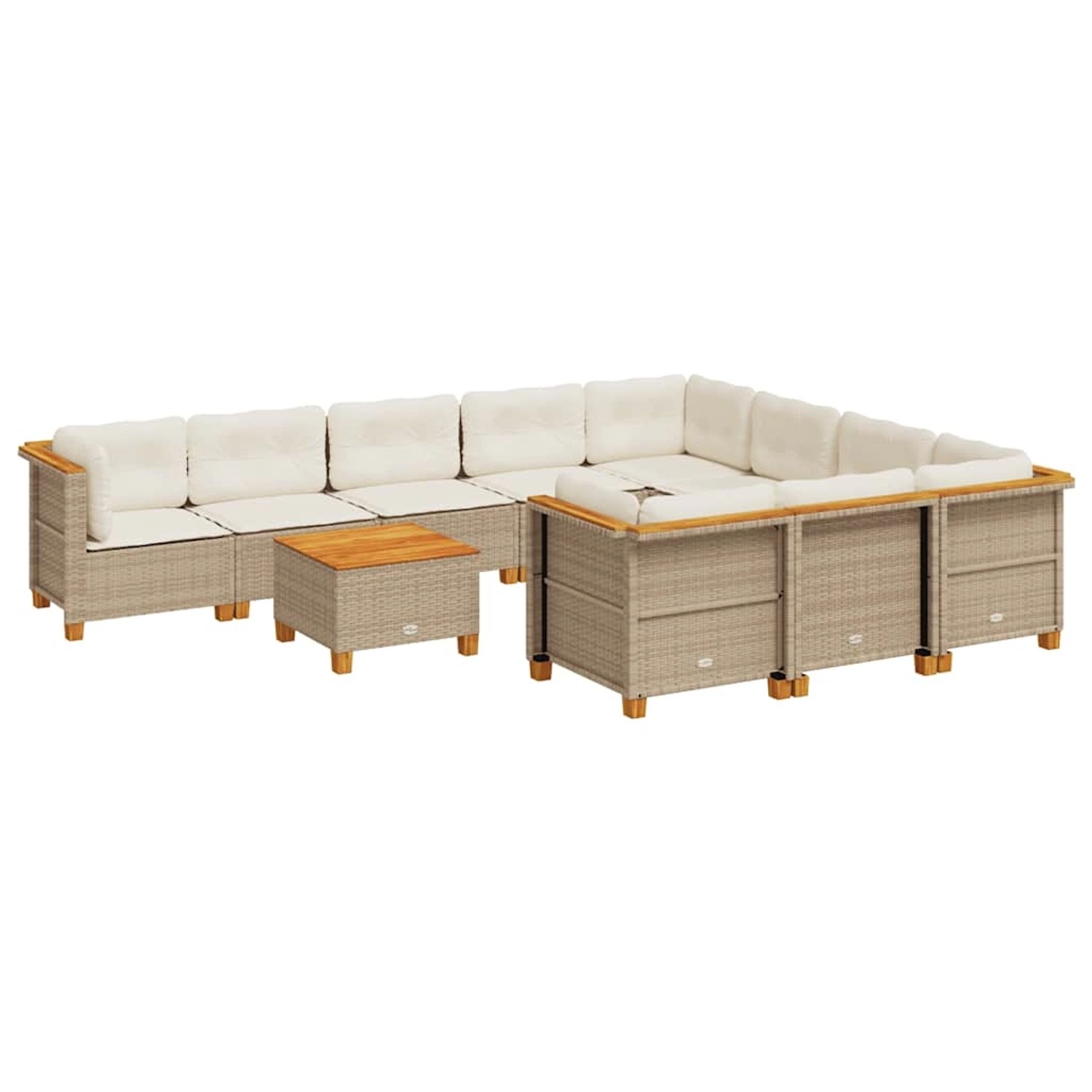 vidaXL 11-Tlg Garten-Sofagarnitur mit Kissen Beige Poly Rattan 3262039 günstig online kaufen