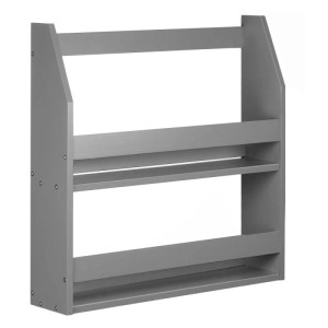 Graues Homestyle4u Wandregal aus Holz mit zwei Ablagen. Modernes Hängeregal, ideal als Bücher- oder Küchenregal.