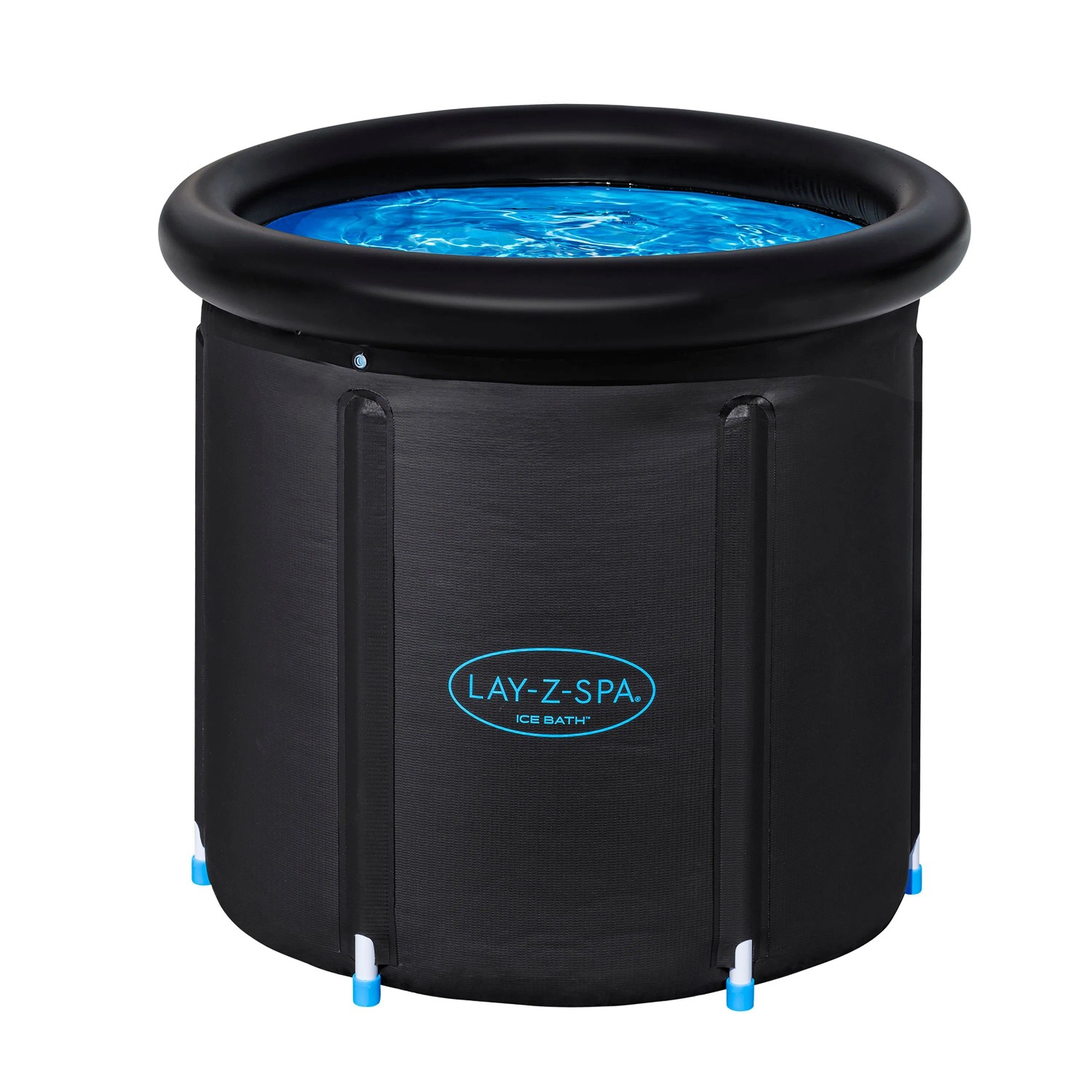 Bestway LAY-Z-SPA Eisbad Glacial Zen, runder, schwarzer, aufblasbarer Whirlpool mit Wasser.