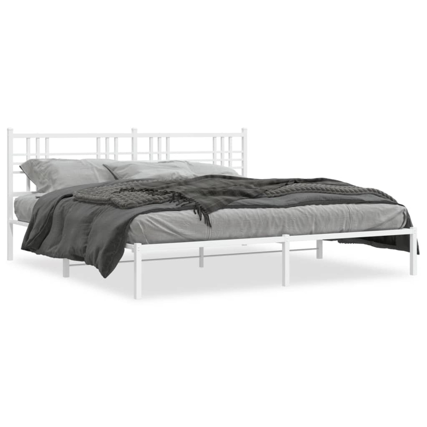 vidaXL Bettgestell mit Kopfteil Metall Weiß 200x200 cm 376380 günstig online kaufen